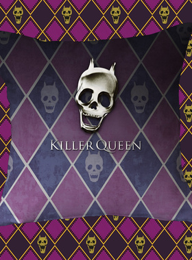 JOJO的奇妙冒险吉良吉影杀手皇后KILLER QUEEN骷髅头领带抱枕靠垫