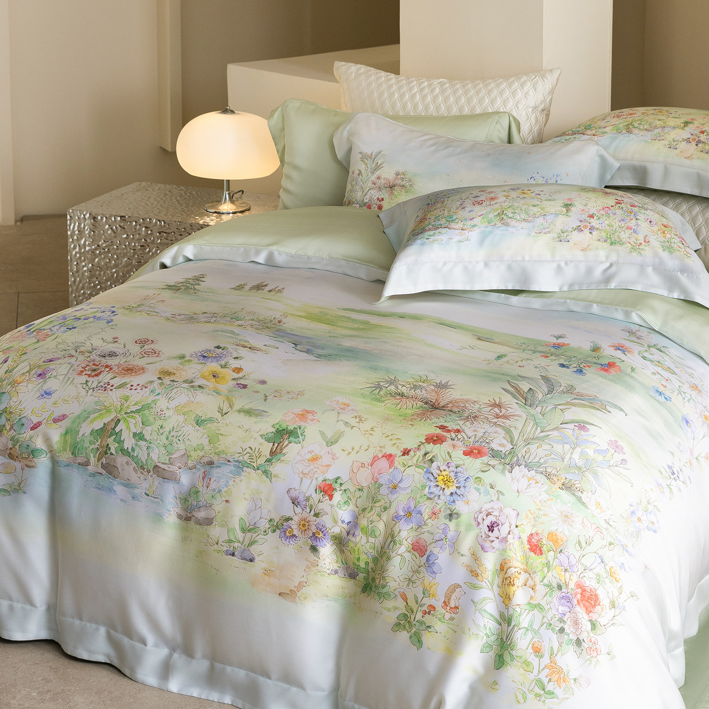 特价80支LF兰精双面天丝贡缎四件套 美式田园风凉感冰丝床上用品4