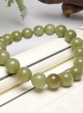 新疆且末黑羊洞和田玉圆珠手串