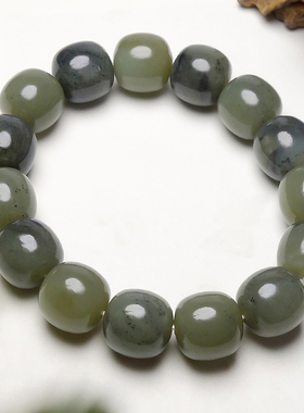 天然新疆和田玉青花油润手串