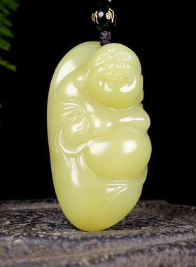 李林霏和田玉黄玉鸡油黄佛把件