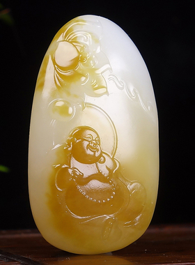 新疆大师李林霏精品和田玉糖羊脂白玉弥勒佛笑佛挂件 重38.61克