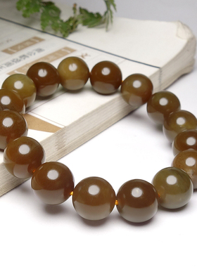 和田玉红糖玉油润圆珠手串