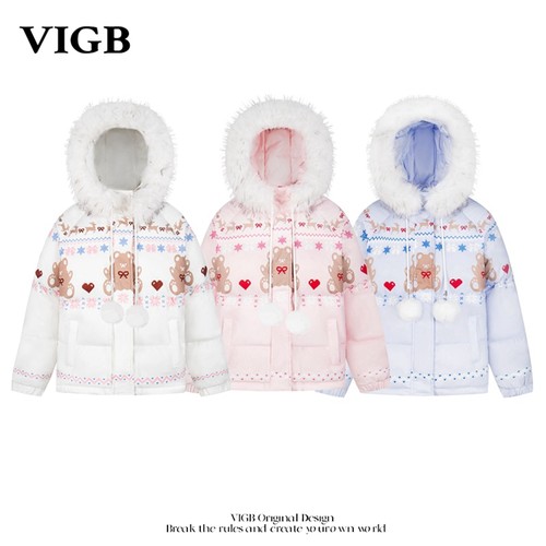 VIGB 原创国潮美式费尔岛连帽棉服外套男女设计感秋冬棉衣外套潮