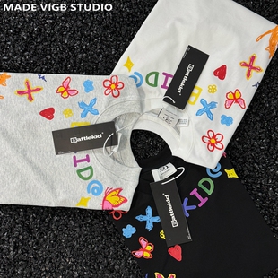 卡通趣味小众纯棉重磅T恤宽松休闲学院风短袖 VIGB 原创国潮美式