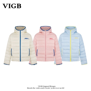 VIGB 原创国潮美式简约连帽排骨羽绒服冬季保暖设计感宽松外套潮