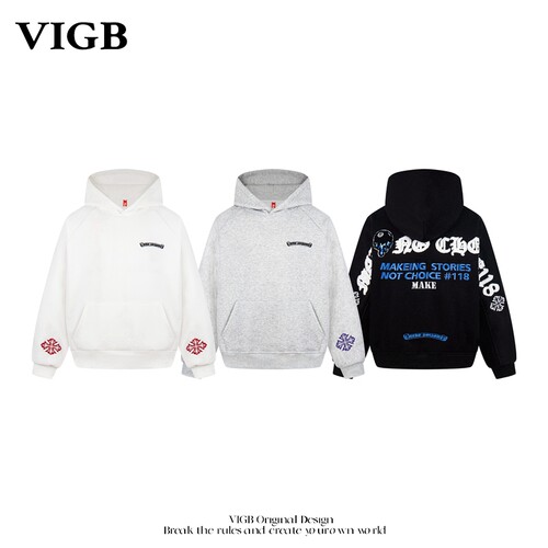VIGB原创复古重磅刺绣连帽卫衣