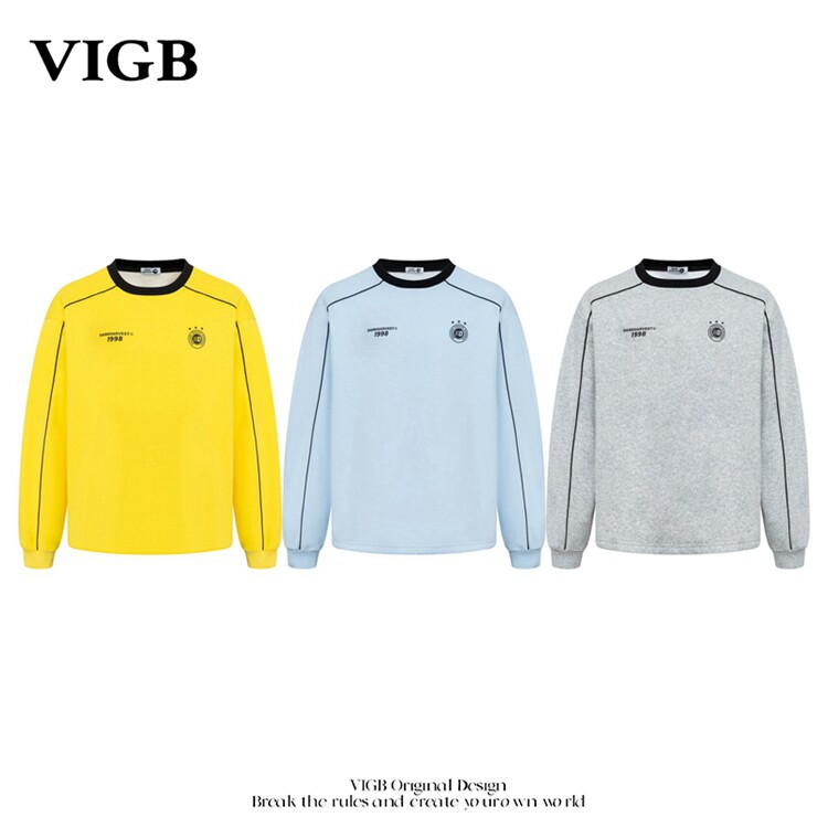 VIGB美式复古宽松男女卫衣T恤