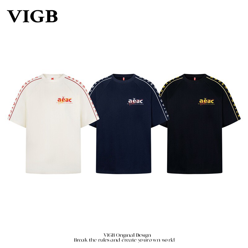 VIGB 原创国潮美式复古设计感短袖T恤男女新款慵懒风小众宽松上衣