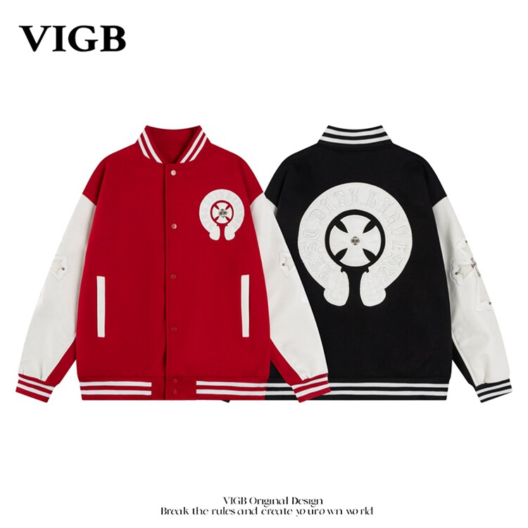 VIGB 原创国潮美式棒球服男女秋冬新款百搭潮流宽松情侣装外套潮