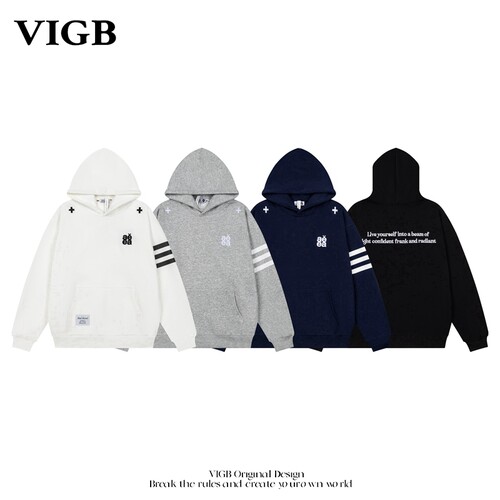 VIGB原创复古字母刺绣连帽卫衣