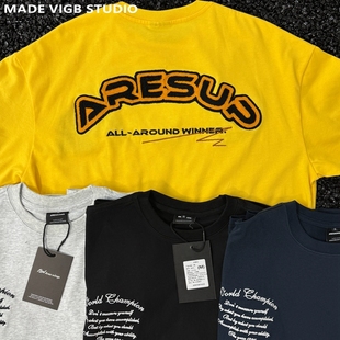 VIGB 原创国潮立体毛圈字母刺绣高级感纯棉T恤潮牌休闲男女短袖