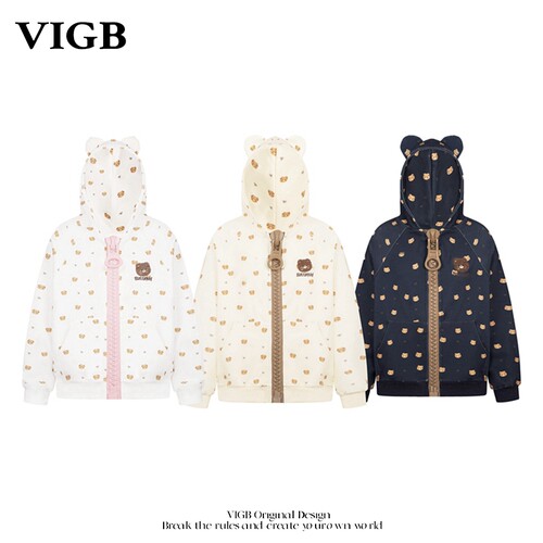 VIGB原创复古小熊连帽拉链卫衣