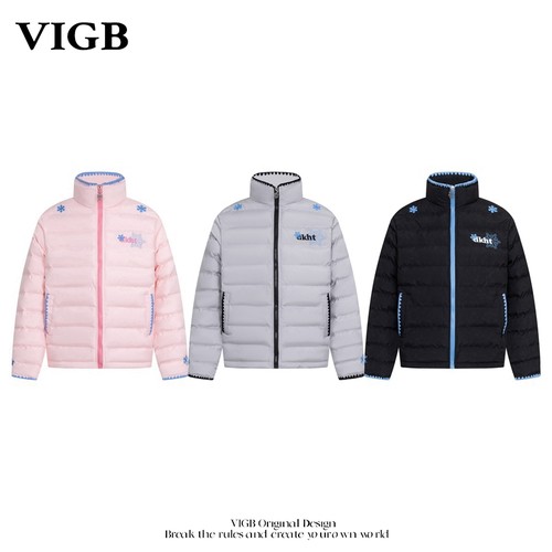 VIGB美式排骨拼接保暖棉服外套