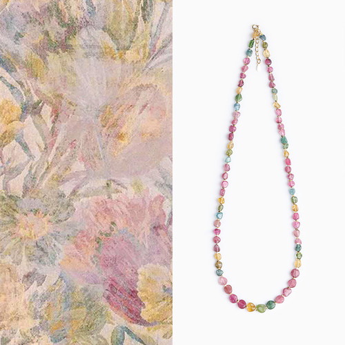 原创新中式天然彩色碧玺国风项链