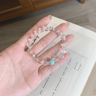 （春夏）Shang原创「浔岚」天然白水晶海纹石手串女18K金水晶手链