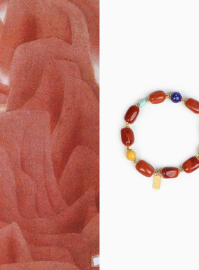 Shang「虞美人」天然南红手串女款手工串珠蜜蜡青金石多宝手链