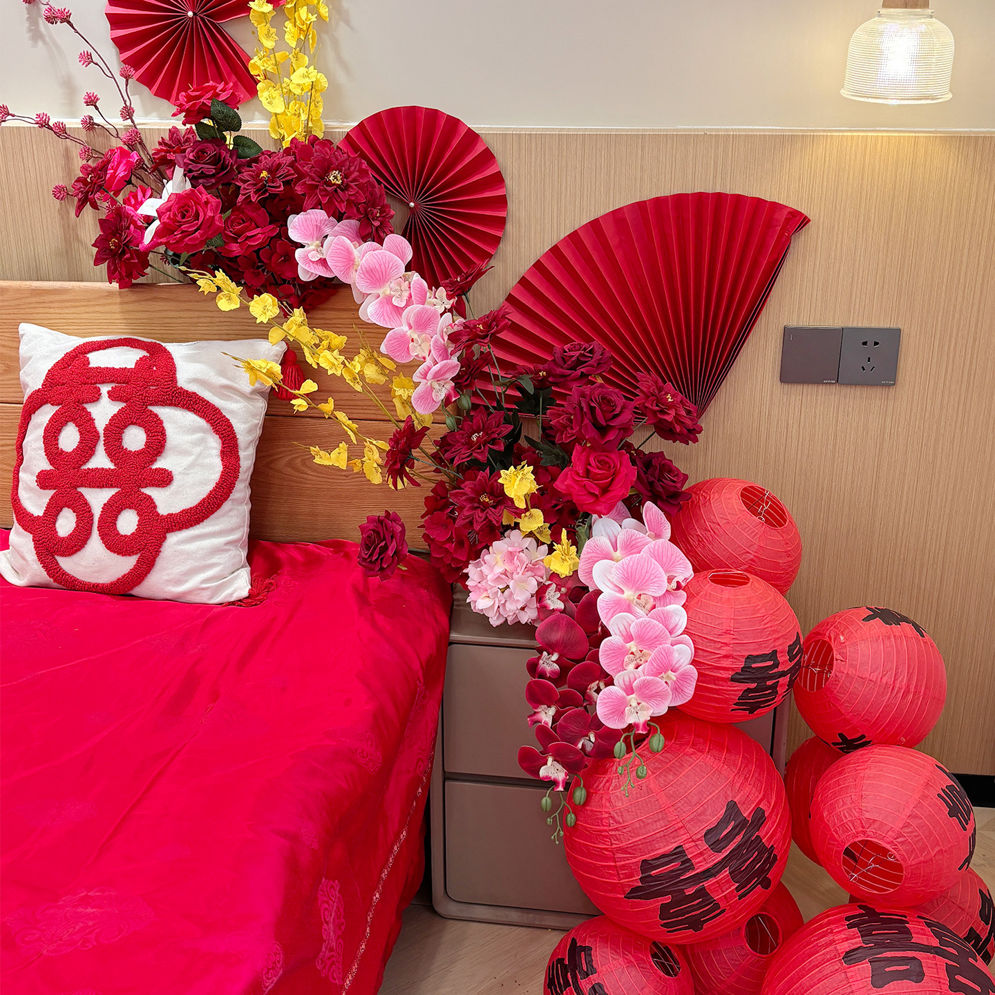 结婚婚房客厅茶几喜字背景墙布置装饰床头瀑布仿真花艺灯笼新中式,节庆用品/礼品,婚房布置套装,淘宝优惠券,粉丝福利购,淘宝优惠卷