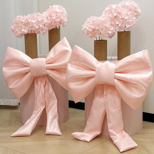 粉色红色立柱蝴蝶结生日婚房装饰