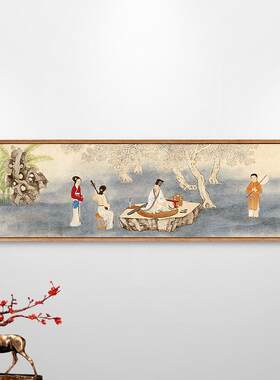 听阮图阮琴古琴古筝音乐教室布置装饰古风琴房装饰画新中式中国风