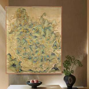 四明山图地理山水画古代宁波雪窦寺壁画新中式客厅装饰画巨幅挂画
