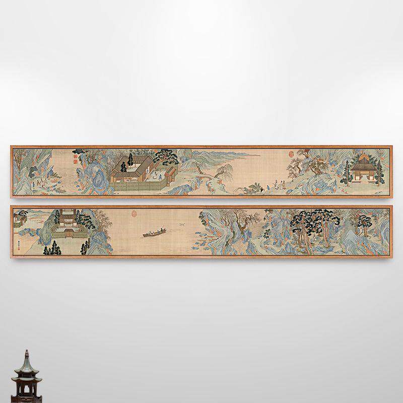 后赤壁赋图仇英山水画新中式客厅装饰画背景墙挂画茶室古风壁画