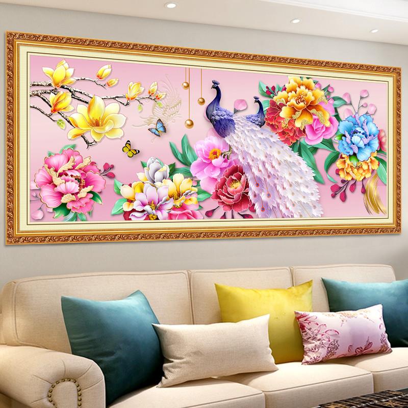 墙贴壁画牡丹花客厅装饰画沙发背景墙家和万事兴挂画卧室孔雀贴画图片