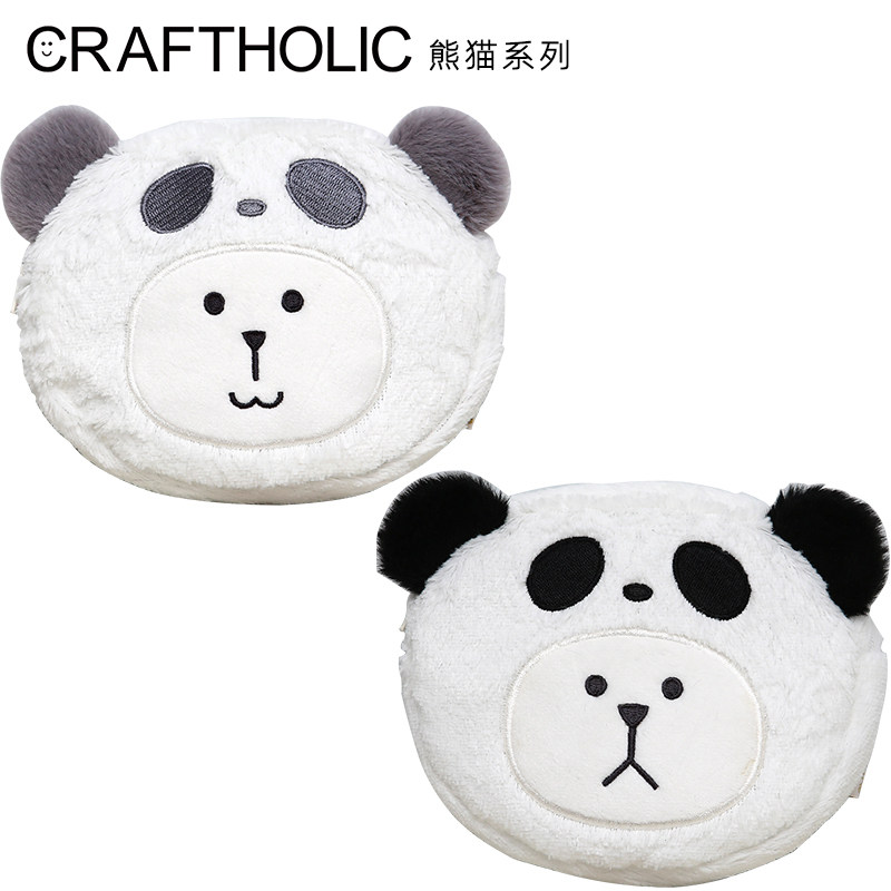 craftholic可爱卡通毛绒熊猫零钱包少女学生手拿迷你硬币钱包