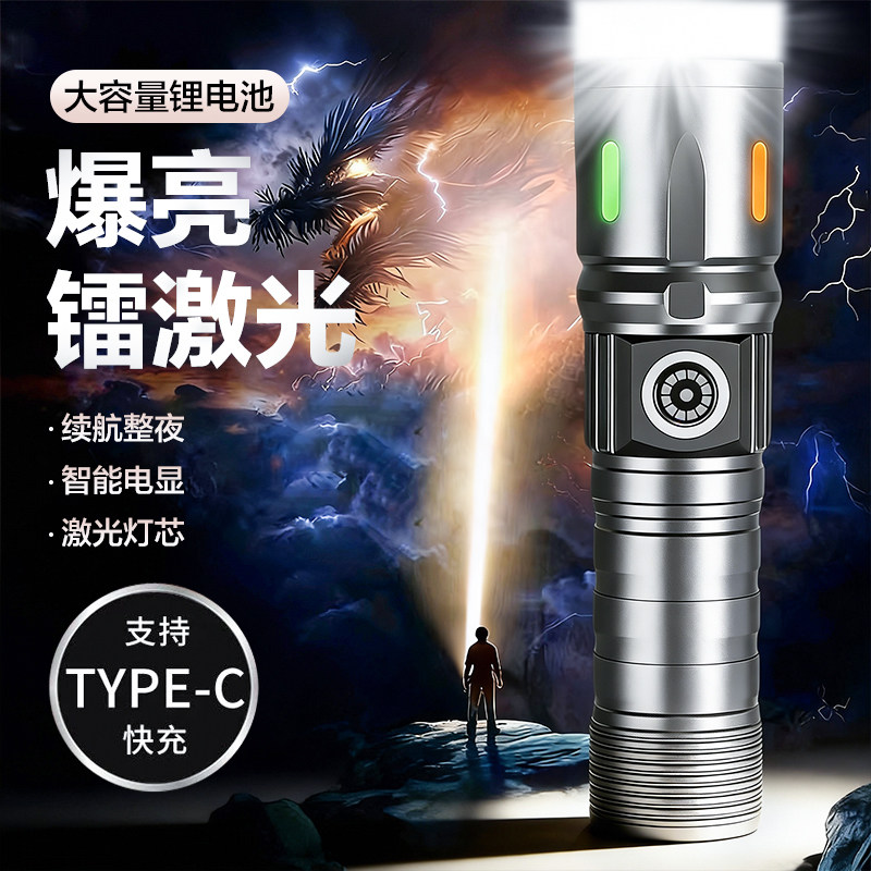 2025超亮强光充电便携手电筒