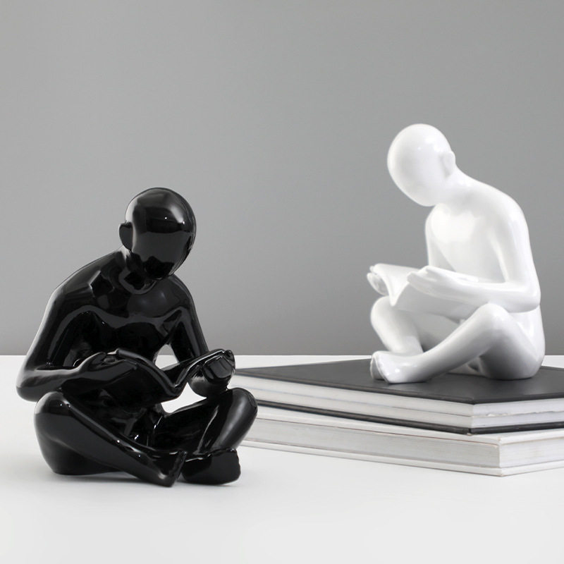 创意现代简约北欧看书小人家居样板房电视柜书房儿童房装饰品摆件