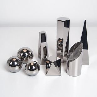 现代家居书柜电视柜酒柜装饰陈设品水晶圆球金字塔方柱几何体摆件