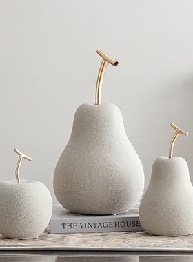 水泥色苹果雪梨雕塑艺术装饰品