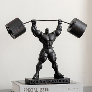 人物抓举挺举模型杠铃举重大力士健身健将送朋友礼物健身房装饰品