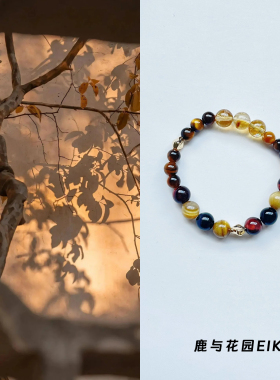 天然招财黄水晶手串转运虎眼石