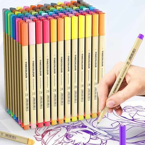 法卡勒手绘勾线笔水溶描图笔48色水彩笔套装颜色单支0.3mm