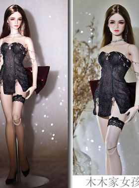 sd性感黑色抹胸连衣裙女兵人睹尔fr小布6分4分3分bjd尺寸定制裙子