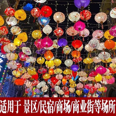 户外装饰网红打卡景区美食节钻石发光国潮防水越南绸布不夜城灯笼
