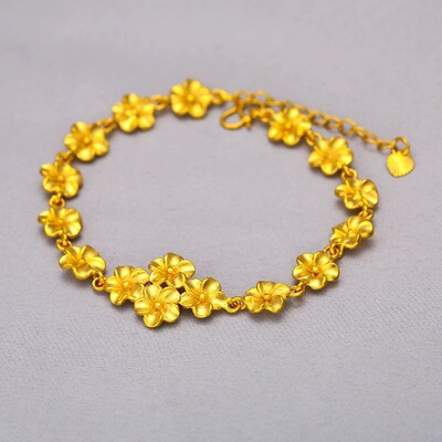 花朵手链仿真黄金繁花似锦沙金色桑花戒指结婚三金订婚五金婚嫁女