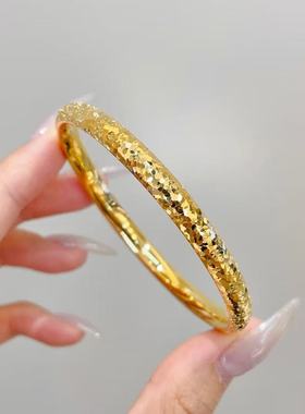 碎冰冰沙金手镯女仿真黄金镀金爆闪龙鳞泥鳅背镯子满天星金店同款