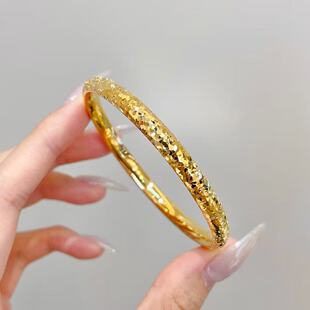 碎冰冰沙金手镯女仿真黄金镀金爆闪龙鳞泥鳅背镯子满天星金店同款