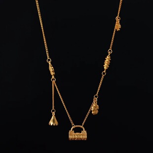 繁华似花丝锁包金锁吊坠项链女流苏仿真黄金999不掉色锁骨链