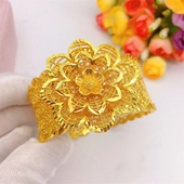 新款 新娘结婚镀金花朵手镯婚庆龙凤手镯婚嫁三金五金中式