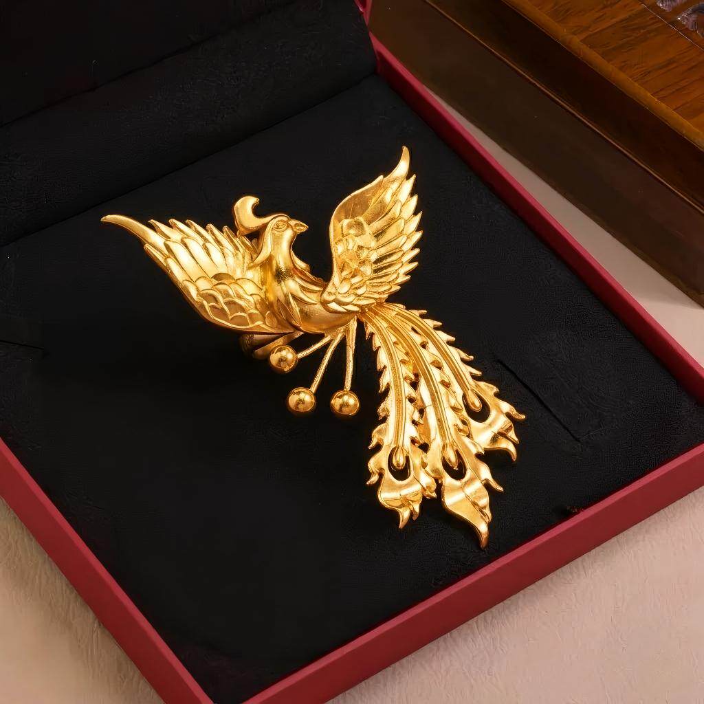 凤凰沙金戒指仿真假黄金订婚三五金拍照婚嫁首饰结婚指环戒子婚礼图片