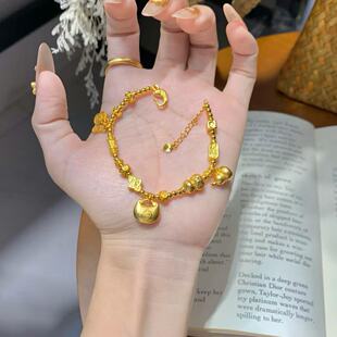 小胖福锤纹葫芦手链仿真黄金沙金手串女福禄新中式过分金坨坨首饰