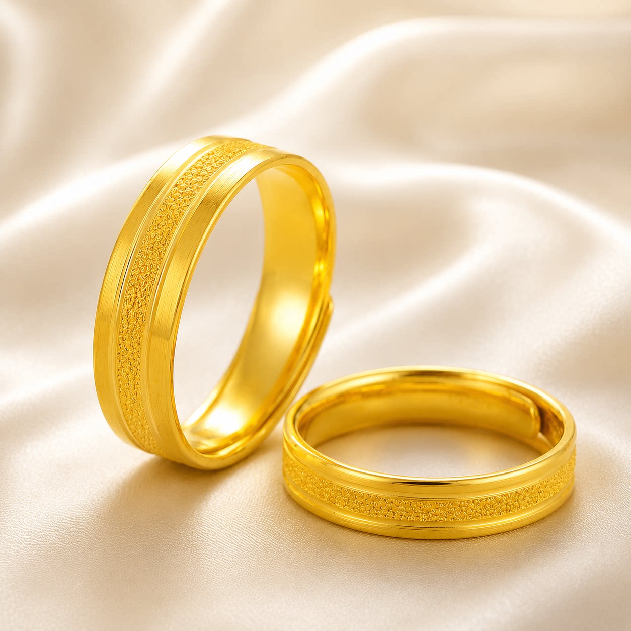 素圈情侣对戒满天星仿真黄金沙金结婚订婚戒指指环送女友送男友图片