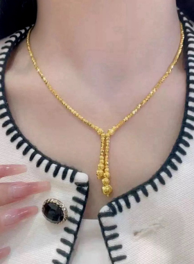 猫眼珠沙金项链仿真黄金手链婚嫁首饰锁骨链轻奢高级感耳饰送女友