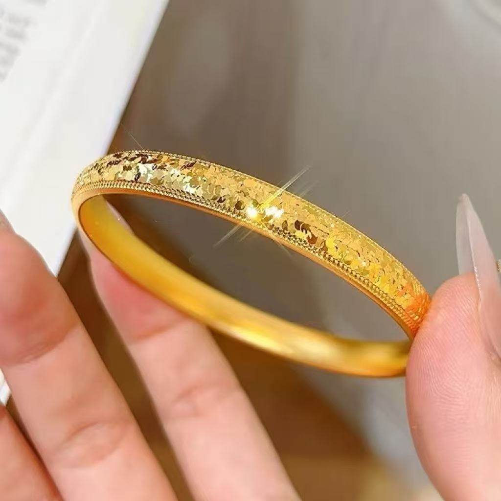 碎冰冰泥鳅背手镯女仿真黄金沙金轻奢金店同款镯子镀金送女友礼物,饰品/流行首饰/时尚饰品新,手镯,淘宝优惠券,粉丝福利购,淘宝优惠卷