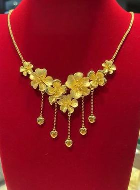 花朵项链仿真黄金沙金婚庆首饰假的金首饰订婚三金结婚久不掉色