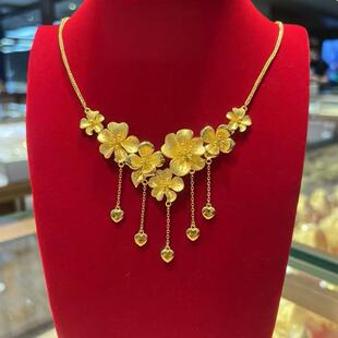 花朵项链仿真黄金沙金婚庆首饰假的金首饰订婚三金结婚久不掉色