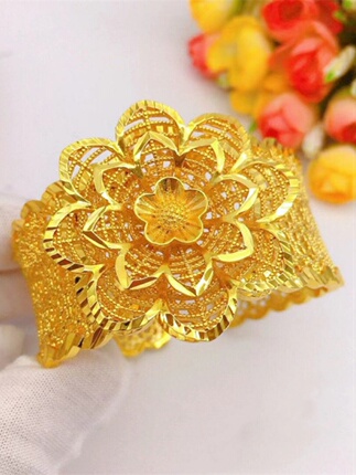 New Style Bride Wedding Gold-Plated Flower Bracelet Wedding Dragon and Phoenix Bracelet Wedding Three Gold Hardware Chinese Style